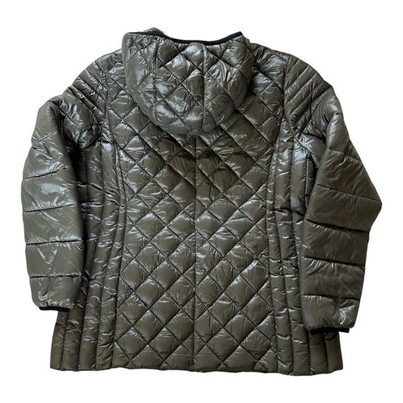NOIZE Stella Vegan Hooded Quilted Lightweight Puffer‎ Jacket Olive Green Size XL - Picture 13 of 14